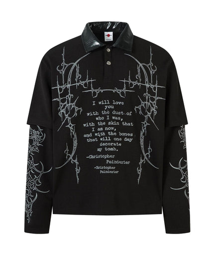 TALKLESSFASHION M / black Jiayloku Men's Fall 2025 New American Retro Trendy Brand Dark Fake Two Polo Shirt Lapel T-Shirt