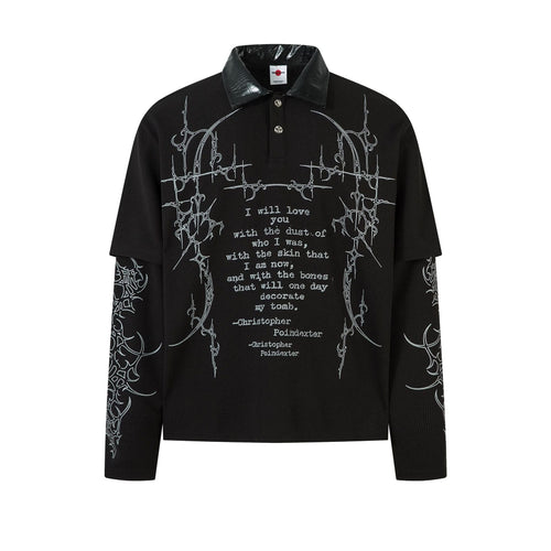 THETLSTUDIO M / black Jiayloku Men's Fall 2025 New American Retro Trendy Brand Dark Fake Two Polo Shirt Lapel T-Shirt