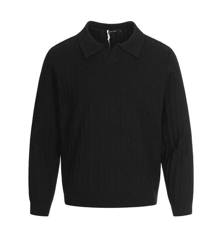 TALKLESSFASHION M / Black MFY225 GXFortune American vintage high-end knitted polo shirt men's and women's trendy brand loose casual couple tops