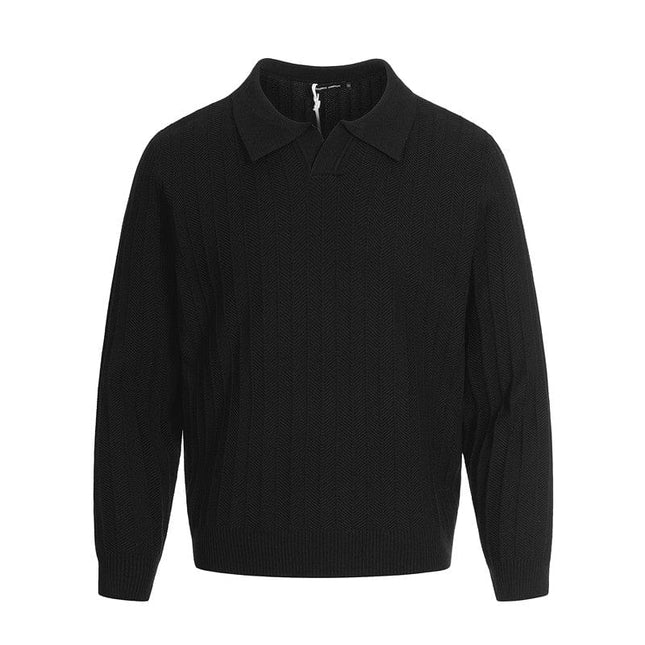 TALKLESSFASHION M / Black MFY225 GXFortune American vintage high-end knitted polo shirt men's and women's trendy brand loose casual couple tops