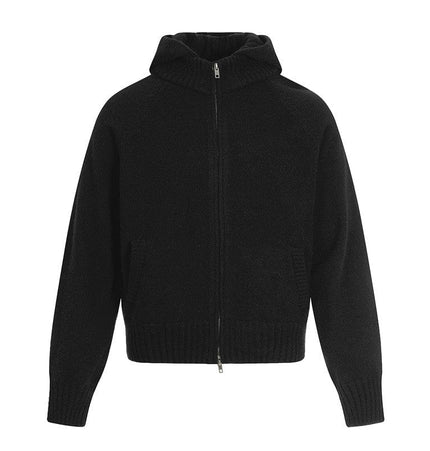 TALKLESSFASHION M / Black MY017 GXFortune American Vintage Cleanfit Knit Men's and Women's Loose Casual Zip Cardigan Hooded Sweater