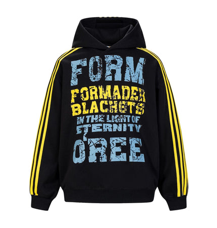 TALKLESSFASHION M / black OREETA American vintage mottled distressed letter print hoodie hoodie men's and women's trendy couple hoodies