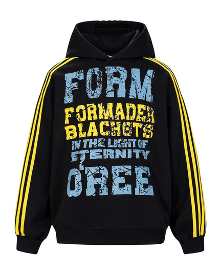 TALKLESSFASHION M / black OREETA American vintage mottled distressed letter print hoodie hoodie men's and women's trendy couple hoodies