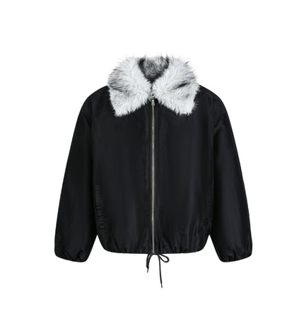 TALKLESSFASHION M / black Retro Contrast Stitching Loose Padded Jacket