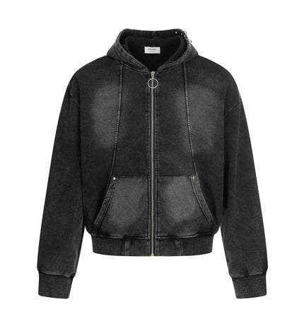 TALKLESSFASHION M / black Ringed Echo Hoodie Jacket