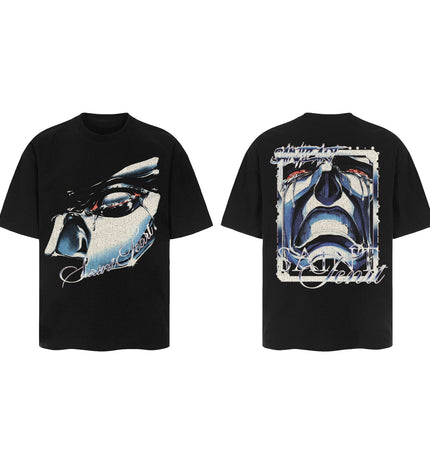 TALKLESSFASHION M / black SAINT vintage Short Sleeve T-Shirt High Street Loose Male and Female Couples 2025SS Hip Hop