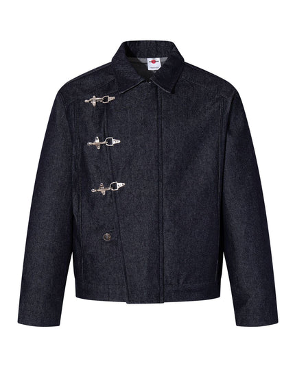TALKLESSFASHION M / Black top - 139 Jiayiku's 2026 new arrivals, American retro old money, wind-washed water, primary color denim jacket, airplane buckle, cargo jacket, men
