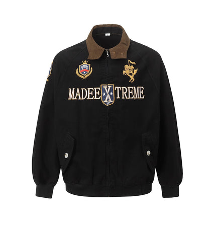 TALKLESSFASHION M / black Vintage Badge Embroidered Cargo Jacket