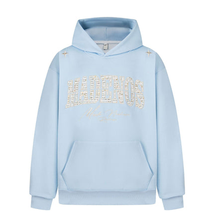TALKLESSFASHION M / blue 2727 American retro high street trend men's and women's high-end letter 10,000 needle embroidery picture design men's hooded sweatshirt