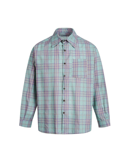 TALKLESSFASHION M / blue EON 26 spring new spot American street trend old character pattern long sleeve shirt man