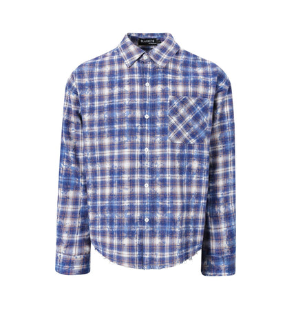 TALKLESSFASHION M / blue EON 26 spring New spot American street trendy high street personality pattern long sleeve shirt man