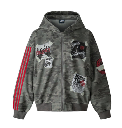 TALKLESSFASHION M / Camouflage EON 26 spring new spot American style street trendy high street personality pattern camouflage hooded sweatshirt jacket men