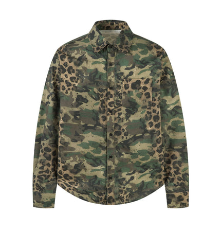 TALKLESSFASHION M / Camouflage green Jiayiku's 2026 new American street trendy brand leopard print camouflage shirt long-sleeved ins trendy street ruffian shirt