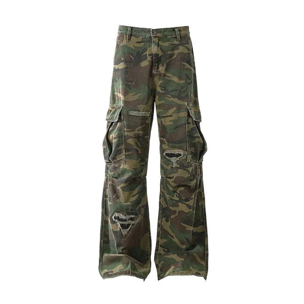 Ripped Camouflage cargo Pants—6799
