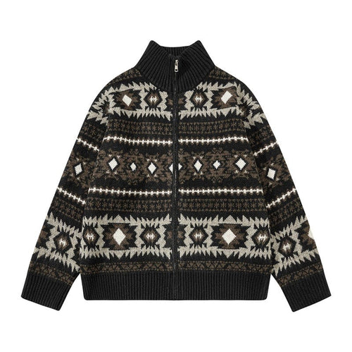 THETLSTUDIO M / Coffee Fair Isle Executive Stand-Collar Shell