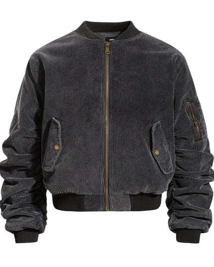 TALKLESSFASHION M / dark grey Corduroy Shruffle Thickened Jacket