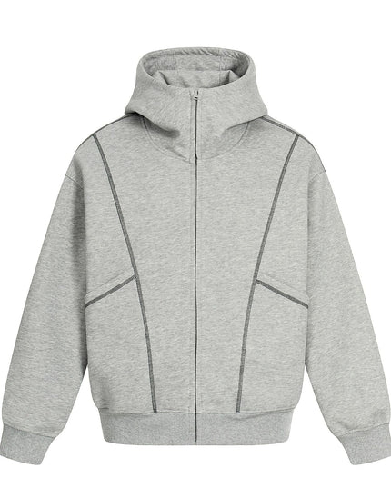 TALKLESSFASHION M / flecking gray 0269 American retro trend men's and women's jacket type topline deconstruction design men's loose hooded cardigan sweatshirt
