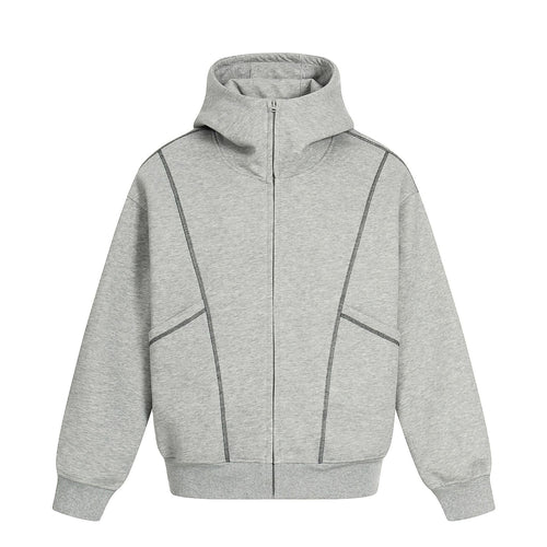 TALKLESSFASHION M / flecking gray 0269 American retro trend men's and women's jacket type topline deconstruction design men's loose hooded cardigan sweatshirt
