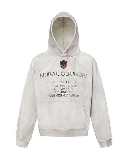 TALKLESSFASHION M / flecking gray 27258 American retro neutral high-end sense old sense deconstruction design men's heavy loose hooded sweatshirt