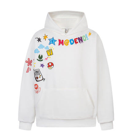 TALKLESSFASHION M / flecking gray 2726 American retro high street trend men's and women's high-end sense fun color print design men's hooded sweatshirt