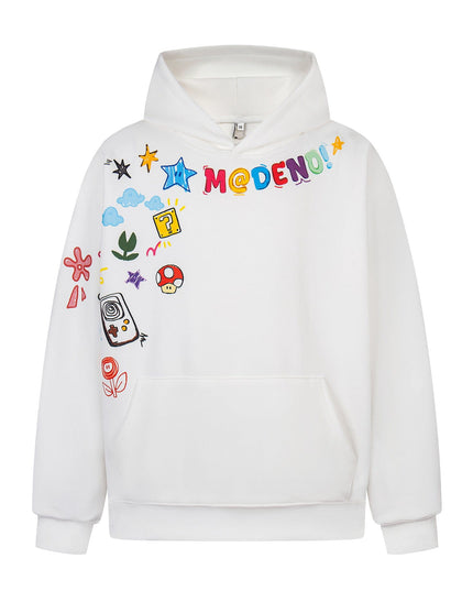 TALKLESSFASHION M / flecking gray 2726 American retro high street trend men's and women's high-end sense fun color print design men's hooded sweatshirt