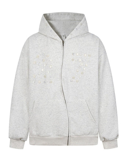 TALKLESSFASHION M / flecking gray irregular twist zipper cardigan sweatshirt