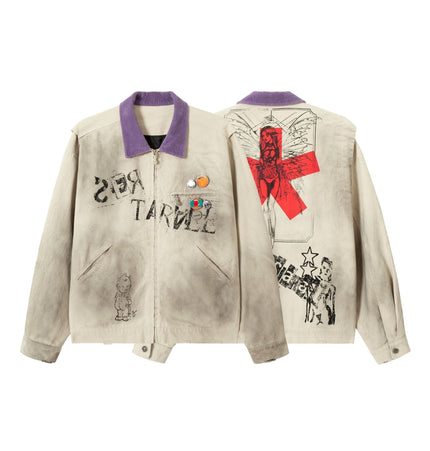 TALKLESSFASHION M / Fog white Vintage Badge Detroit Lapel Jacket