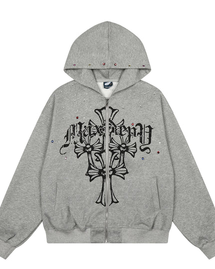 TALKLESSFASHION M / gray EON 26 spring new spot American street trendy high street individual pattern hooded sweatshirt jacket for men