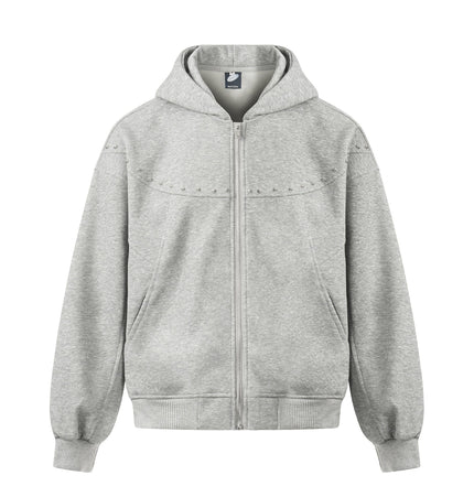 TALKLESSFASHION M / gray EON 26 spring new spot American style street trendy high street personality bump design hooded sweatshirt cardigan men