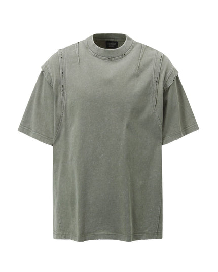 TALKLESSFASHION M / Gray-green Jiaqlo men's 2025 summer new American retro functional trend brand tee heavy wash short sleeve t-shirt men