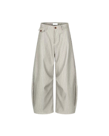 TALKLESSFASHION M / Gray high quality American retro casual versatile striped trousers for men and women, spring and autumn loose wide-leg scimitar pants, old money style high-end