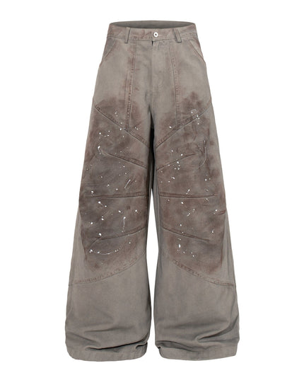 TALKLESSFASHION M / gray Jiayiku 2026 new American locomotive wasteland style heavy washed stained personalized jeans loose wide-leg pants