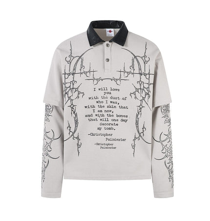 TALKLESSFASHION M / gray Jiayloku Men's Fall 2025 New American Retro Trendy Brand Dark Fake Two Polo Shirt Lapel T-Shirt
