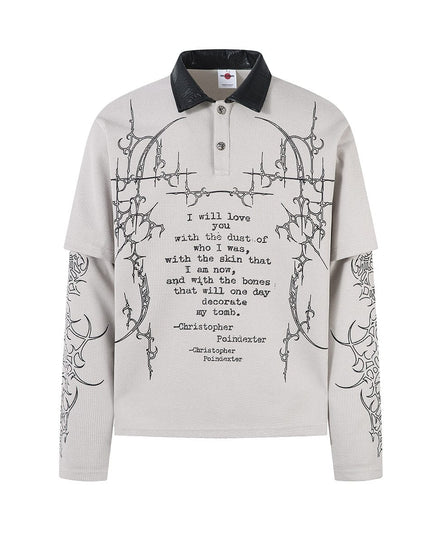 TALKLESSFASHION M / gray Jiayloku Men's Fall 2025 New American Retro Trendy Brand Dark Fake Two Polo Shirt Lapel T-Shirt