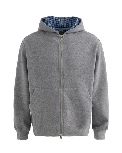 TALKLESSFASHION M / gray loose two-way zipper letter hooded sweatshirt