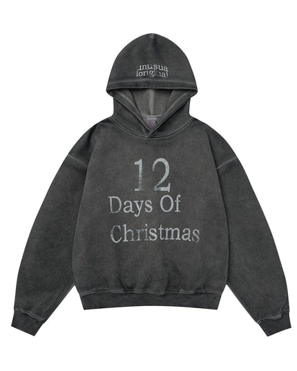 TALKLESSFASHION M / gray W593 American Vintage Men's Men's High-End Trend Letter Print Design Men's Loose Dyeed Hooded Sweatshirt