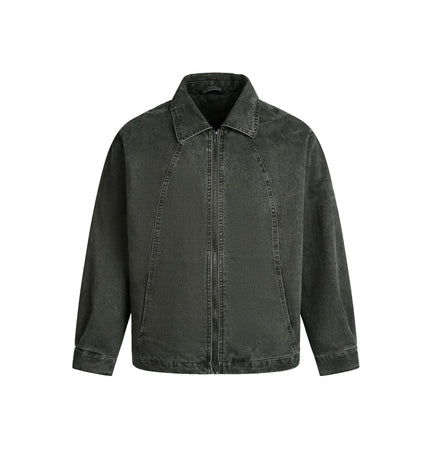 TALKLESSFASHION M / green EON 26 Spring New in stock American vintage washed zip lapel jacket jacket
