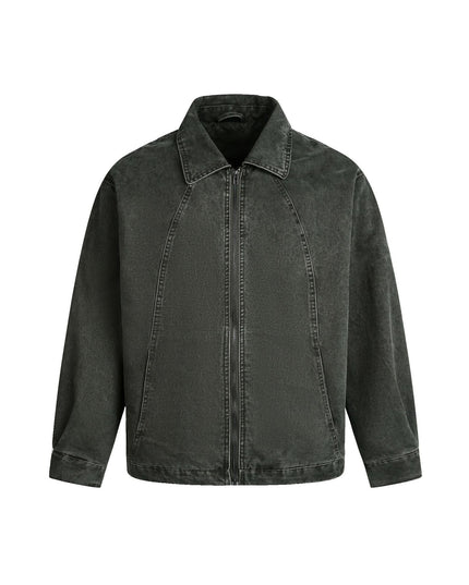 TALKLESSFASHION M / green EON 26 Spring New in stock American vintage washed zip lapel jacket jacket