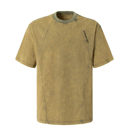 TALKLESSFASHION M / green EON 26 summer new spot American vintage mineral stir-fried structure silhouette short sleeve T-shirt for men