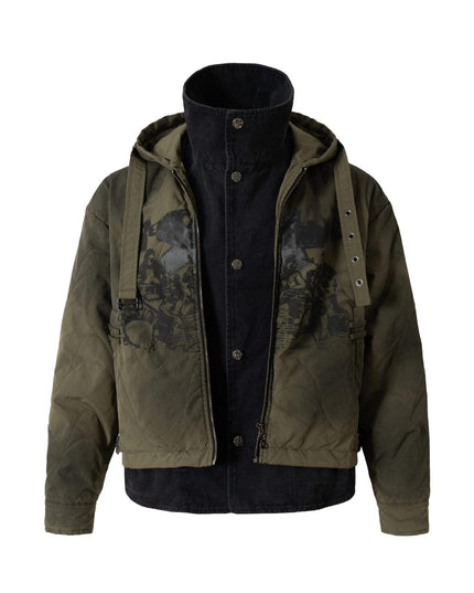 TALKLESSFASHION M / green Urban Edge Dual-Layer Puffer