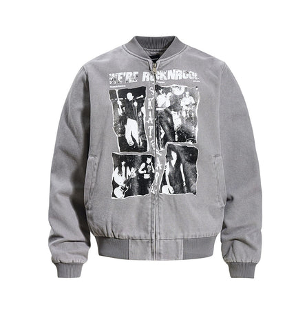 TALKLESSFASHION M / lime Washed Canvas Flight Bomber Jacket