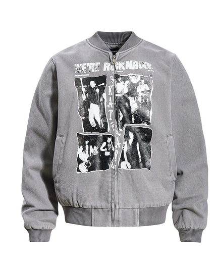 TALKLESSFASHION M / lime Washed Canvas Flight Bomber Jacket