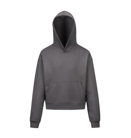 TALKLESSFASHION M / Paris Gray 0039 American retro trend men's and women's high street version design solid color men's pullover short wide hooded sweatshirt