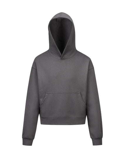 TALKLESSFASHION M / Paris Gray 0039 American retro trend men's and women's high street version design solid color men's pullover short wide hooded sweatshirt