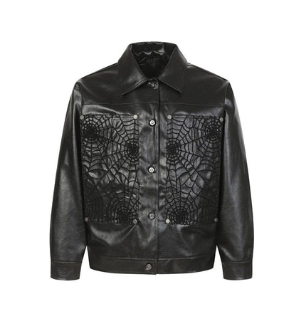 TALKLESSFASHION M / The picture shows black clothes Crocodile print shoulder pads, leather jackets, jackets, niche European and American hiphop jackets, men's trends, high-end vintage tops