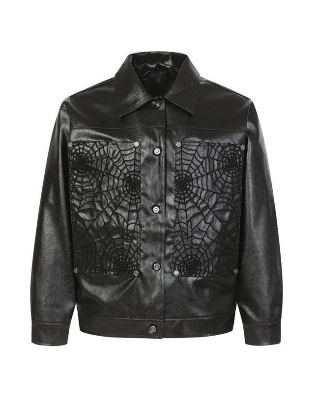 TALKLESSFASHION M / The picture shows black clothes Crocodile print shoulder pads, leather jackets, jackets, niche European and American hiphop jackets, men's trends, high-end vintage tops
