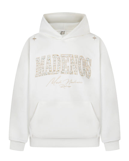TALKLESSFASHION M / white 2727 American retro high street trend men's and women's high-end letter 10,000 needle embroidery picture design men's hooded sweatshirt
