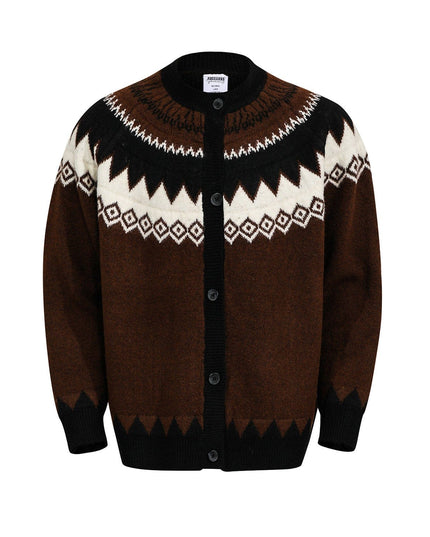 TALKLESSFASHION M / White G551 GXFortune American Vintage Fair Island Crew Neck Cardigan Sweater For Men and Women Couples Lazy Knitwear