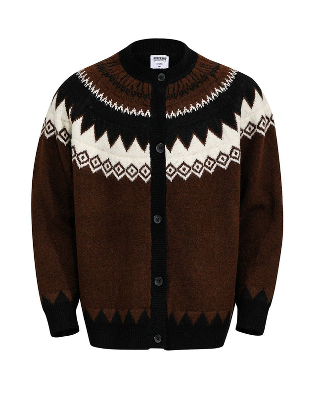 TALKLESSFASHION M / White G551 GXFortune American Vintage Fair Island Crew Neck Cardigan Sweater For Men and Women Couples Lazy Knitwear