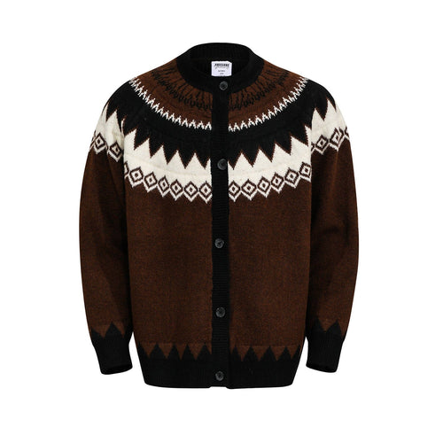 TALKLESSFASHION M / White G551 GXFortune American Vintage Fair Island Crew Neck Cardigan Sweater For Men and Women Couples Lazy Knitwear